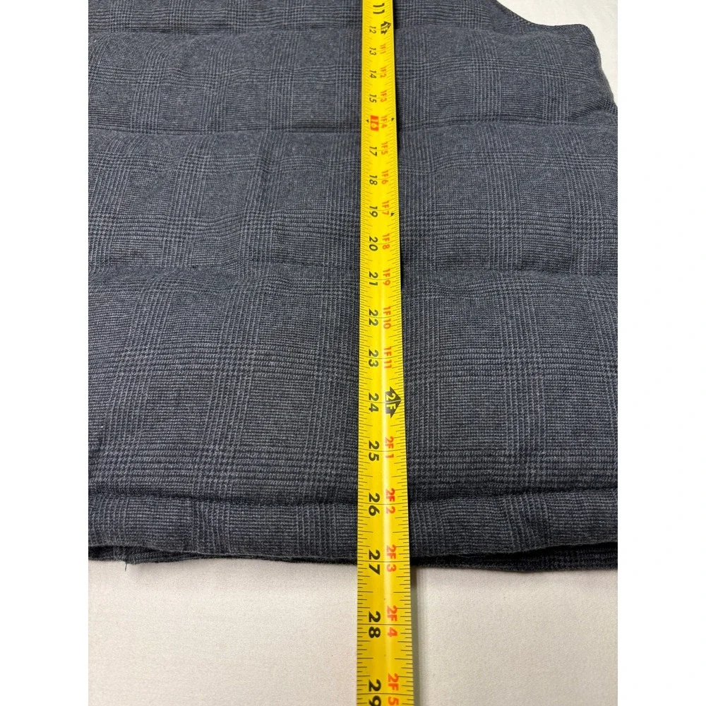 Banana Republic Mens Grey Glen Plaid Puffer Vest Burgundy Lining Large